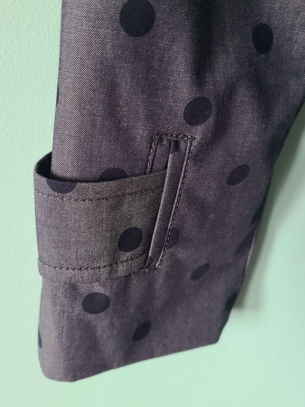 Banana Republic Chambray Polka Dot Trench Coat Belted Classic W/Twist Womens M - Picture 3 of 8